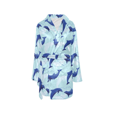 Dolphin Heart Pattern Women's Fleece Robe