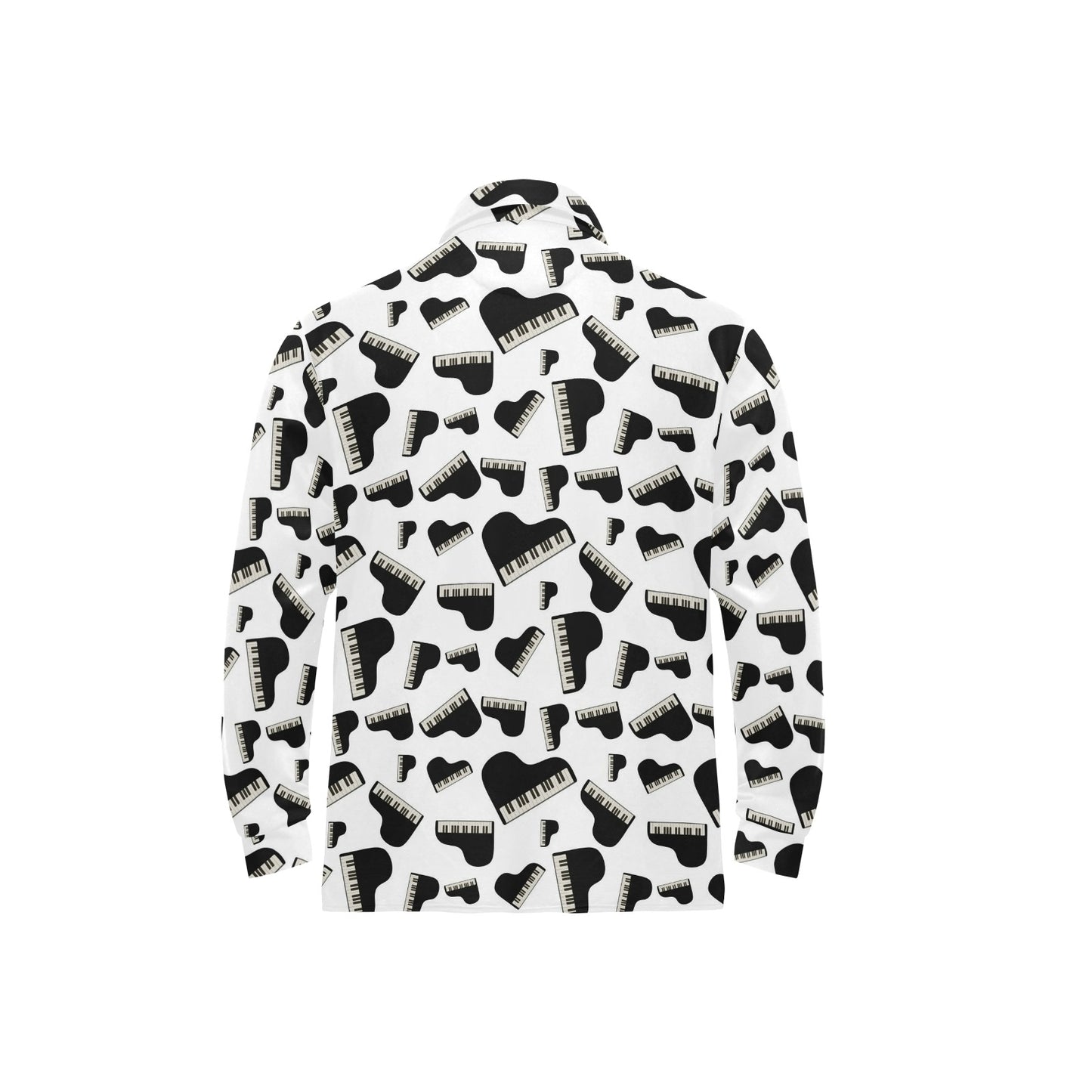 Piano Print Design LKS405 Long Sleeve Polo Shirt For Men's