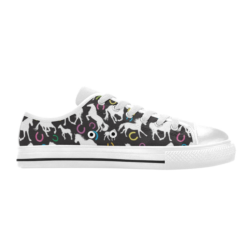 Horse Hoof Colorful Print Design LKS301 Women's White Low Top Shoes