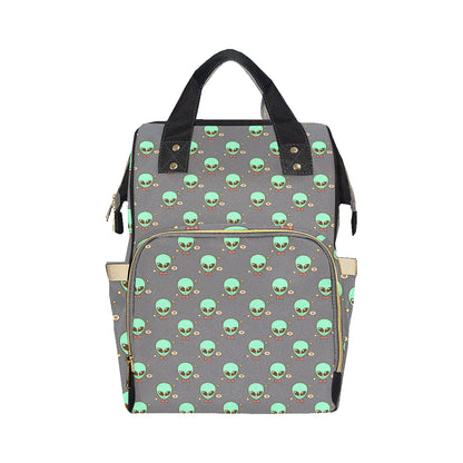 Alien Pattern Print Design 02 Diaper Bag Backpack