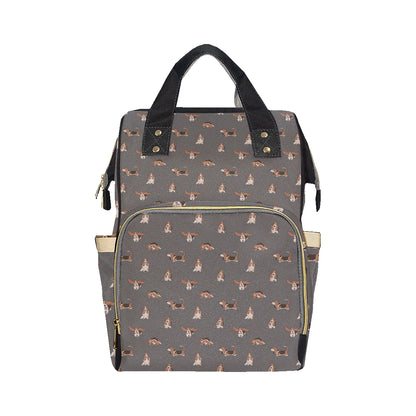 Basset Hound Pattern Print Design 03 Diaper Bag Backpack