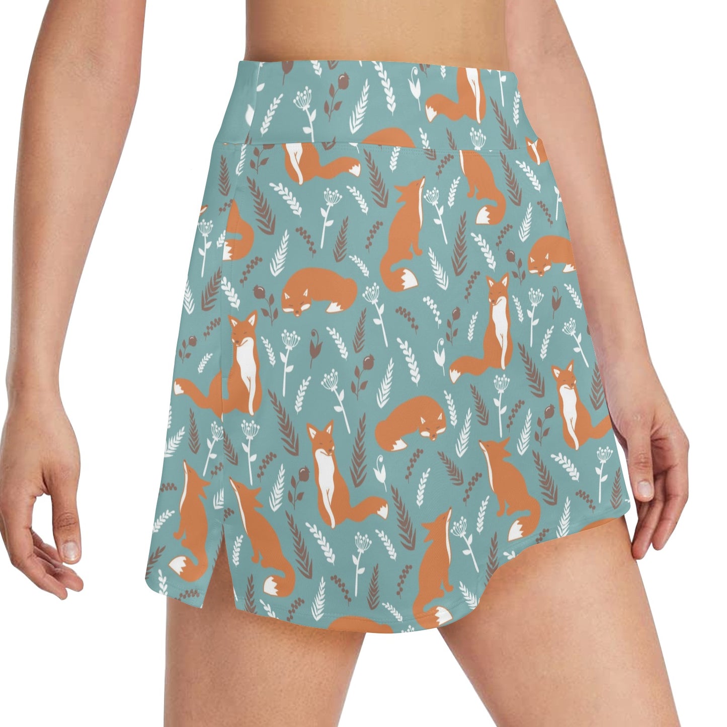 Fox Forest Print Pattern 17" Golf & Pickleball Skort with Pockets