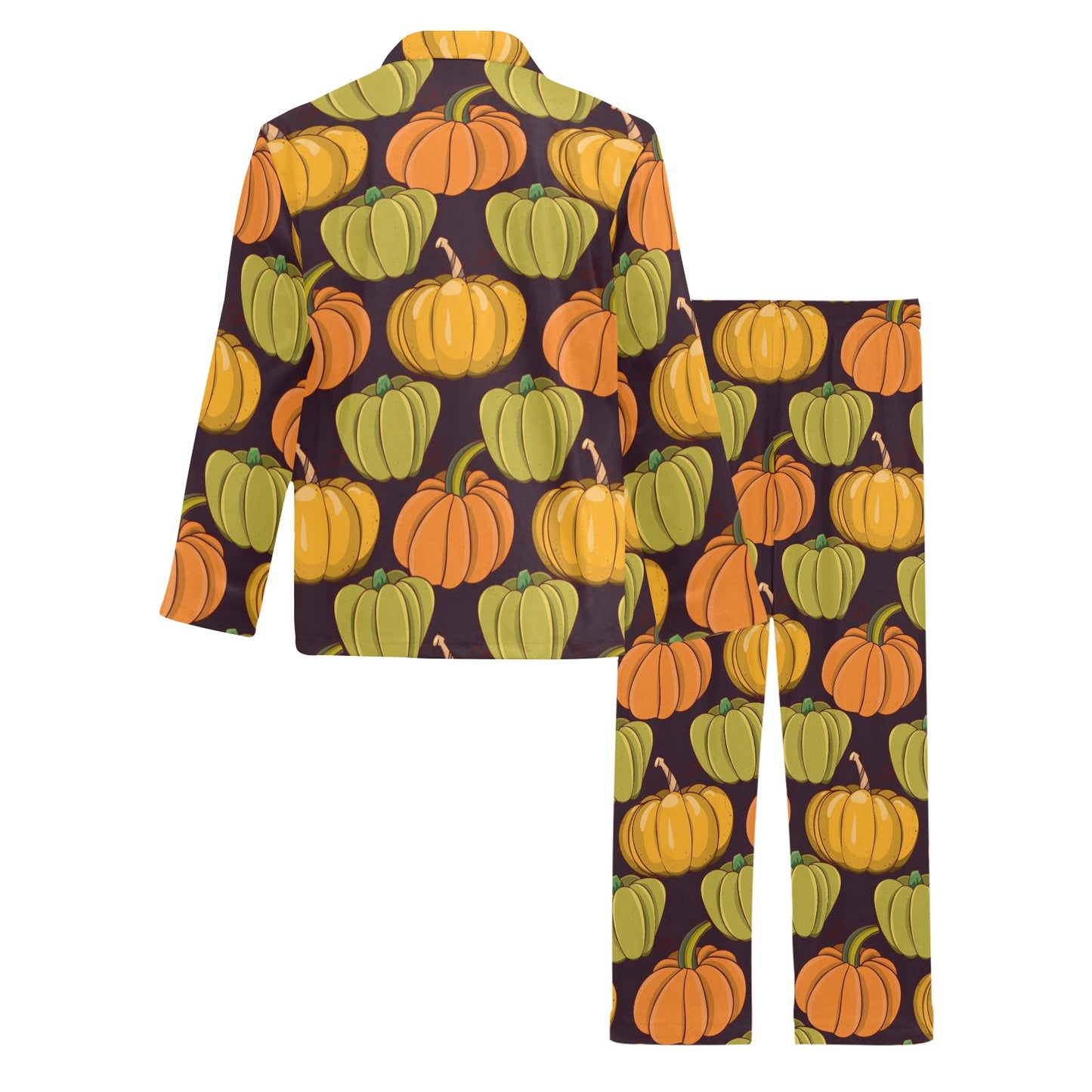 Pumpkin Pattern Print Design A01 Men's Long Pajama Set
