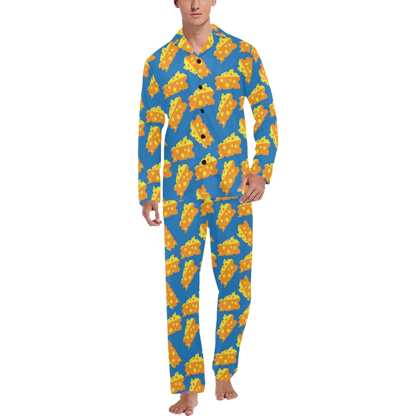 Cheese Pattern Print Design 05 Men's Long Pajama Set