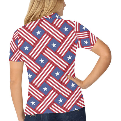 American flag Pattern Women's Polo Shirt