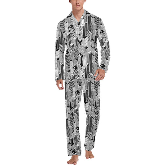 City  Pattern Print Design 02 Men's Long Pajama Set