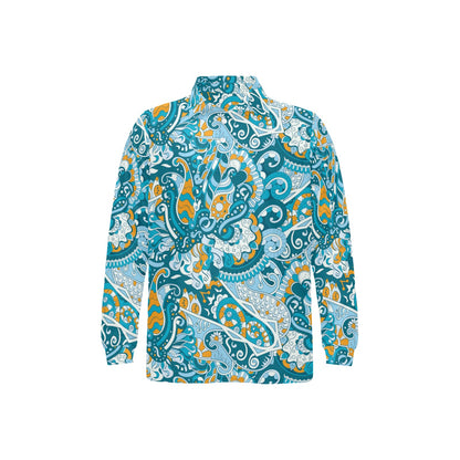 Funky Retro Pattern Print Design A03 Long Sleeve Polo Shirt For Men's