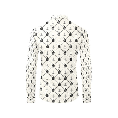 Sailboat Print Design LKS302 Men's Long Sleeve Dress Shirt