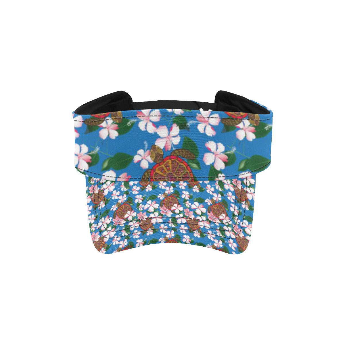 Sea Turtle Pink Hibiscus Hawaiian Print Unisex Sun Visor