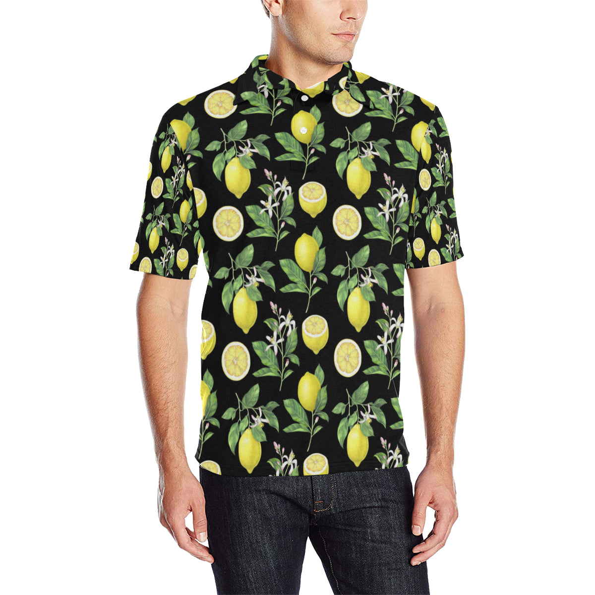Lemon Pattern Print Design LM02 Men Polo Shirt