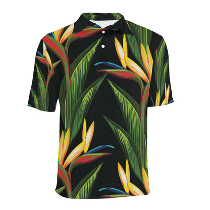 Bird Of Paradise Pattern Print Design BOP012 Men Polo Shirt