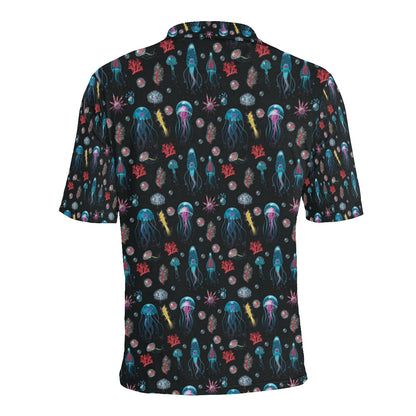 Jellyfish Underwater Print Men Polo Shirt