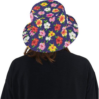 Hibiscus Colorful Print Design LKS301 Unisex Bucket Hat