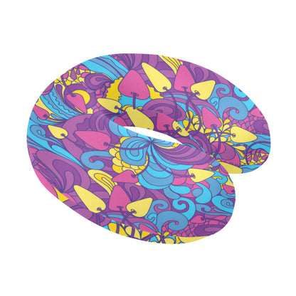 Psychedelic Mushroom Pattern Print Design A03 U-Shaped Travel Neck Pillow