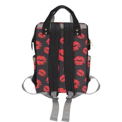 Lip Red Pattern Print Design 02 Diaper Bag Backpack