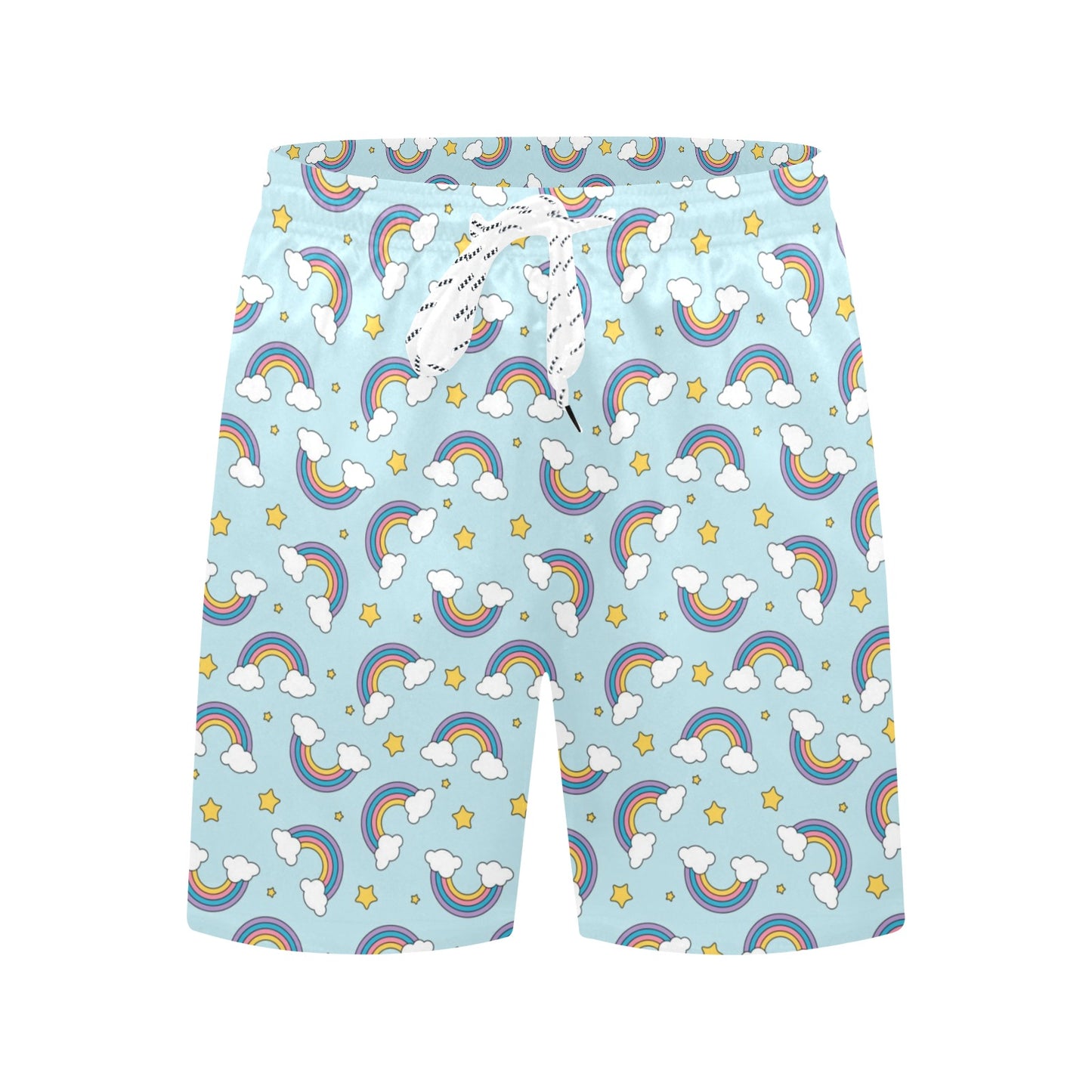Rainbow Cloud Print Pattern Men's Swim Trunks Beach Shorts