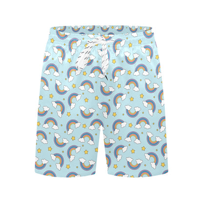 Rainbow Cloud Print Pattern Men's Swim Trunks Beach Shorts