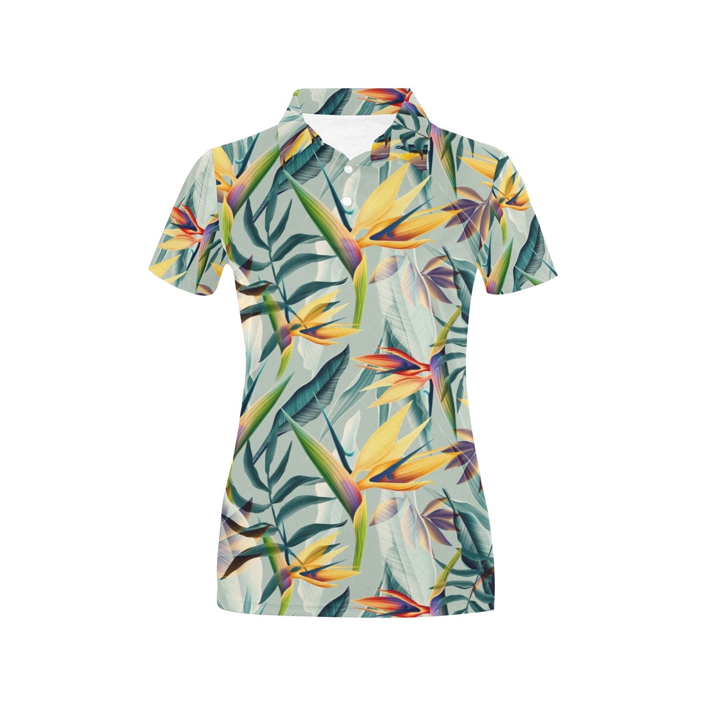 Tropical Flower Pattern Print Design TF022 Women's Polo Shirt