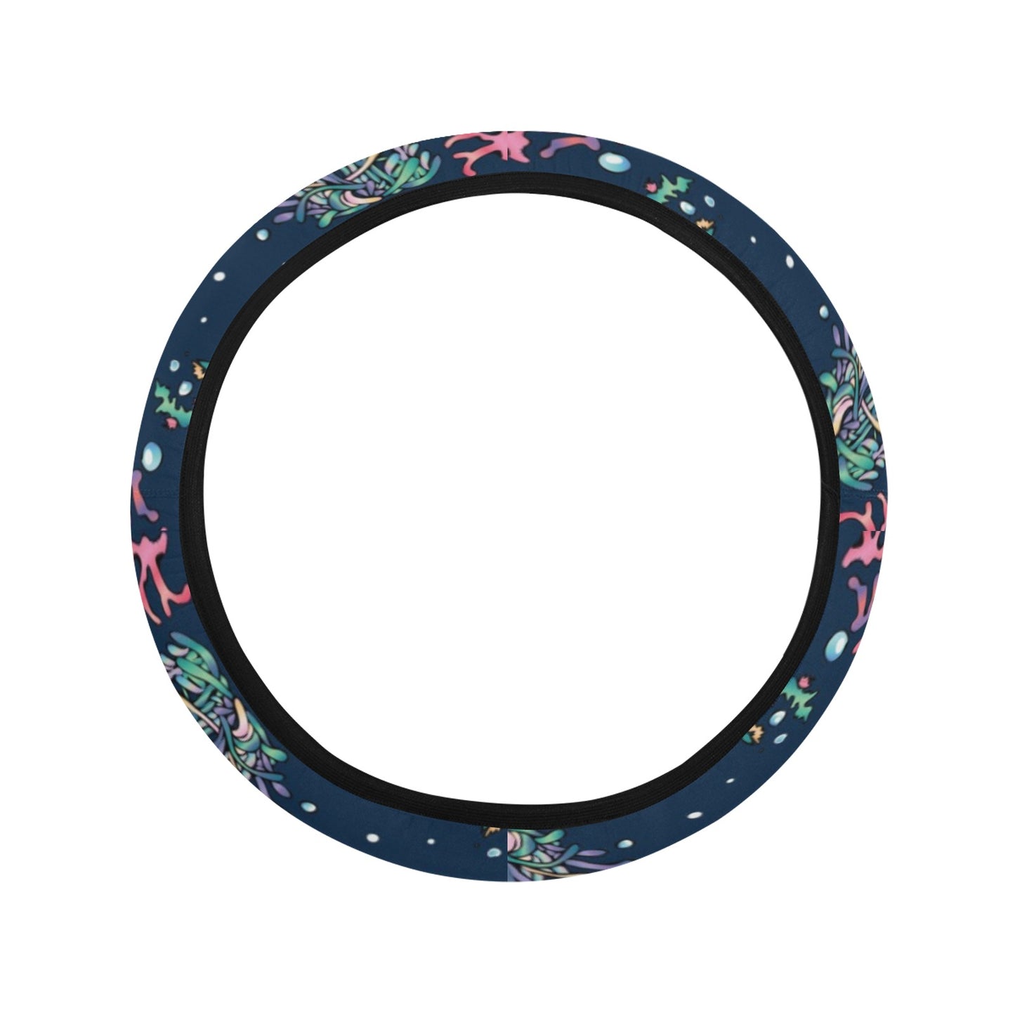 Seaweed Print Design LKS306 Steering Wheel Cover with Elastic Edge