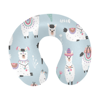 Llama Pattern Print Design 04 U-Shaped Travel Neck Pillow