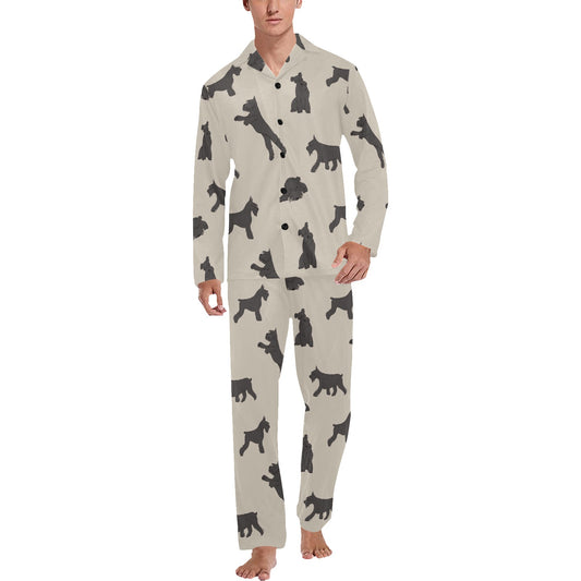 Schnauzers Pattern Print Design A06 Men's Long Pajama Set