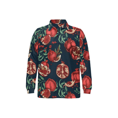 Pomegranate Pattern Print Design PG04 Long Sleeve Polo Shirt For Men's