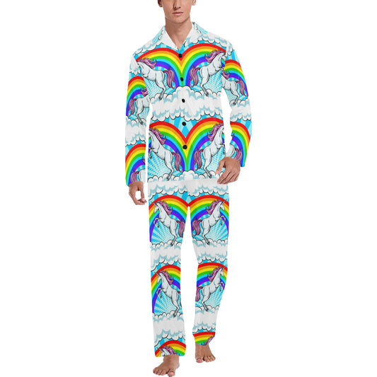 Unicorn Rainbow Men's Long Pajama Set