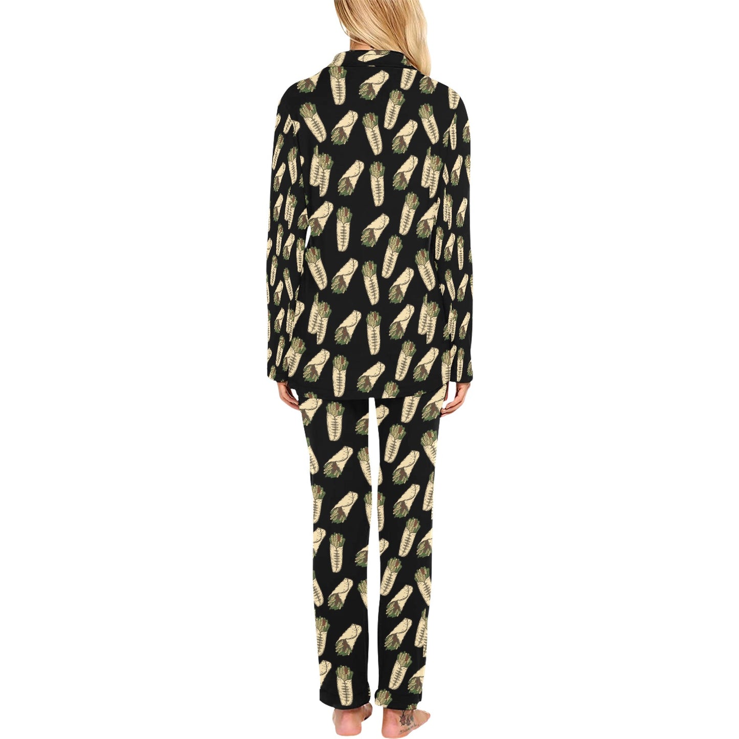 Burrito Print Design LKS303 Women's Long Pajama Set