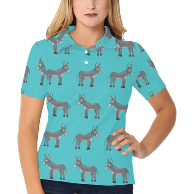 Donkey Pattern Print Design 01 Women's Polo Shirt