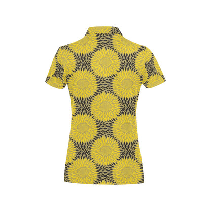 Sunflower Pattern Print Design SF06 Women's Polo Shirt