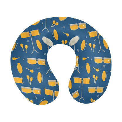 Drum Set Pattern Print Design 03 U-Shaped Travel Neck Pillow
