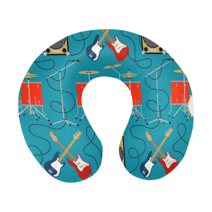 Drum Set Guitar Pattern Print Design 02 U-Shaped Travel Neck Pillow