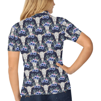 Buffalo Head Print Design LKS402 Women's Polo Shirt