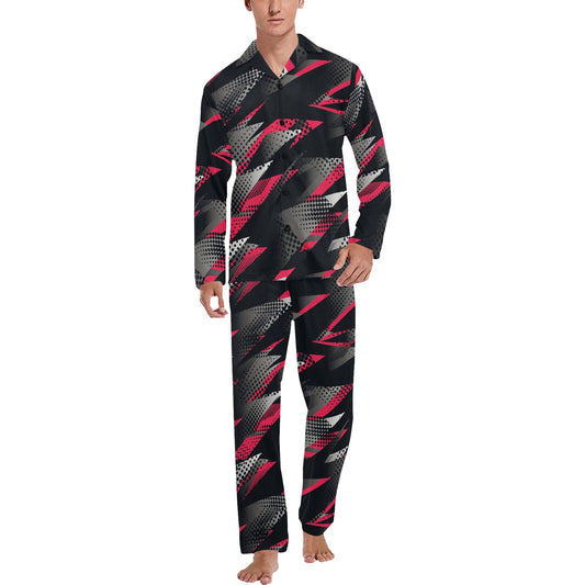 Racing Style Pattern Print Design A04 Men's Long Pajama Set