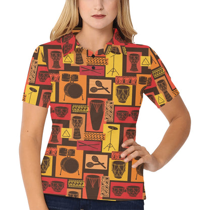 Percussion Pattern Print Design 02 Women's Polo Shirt
