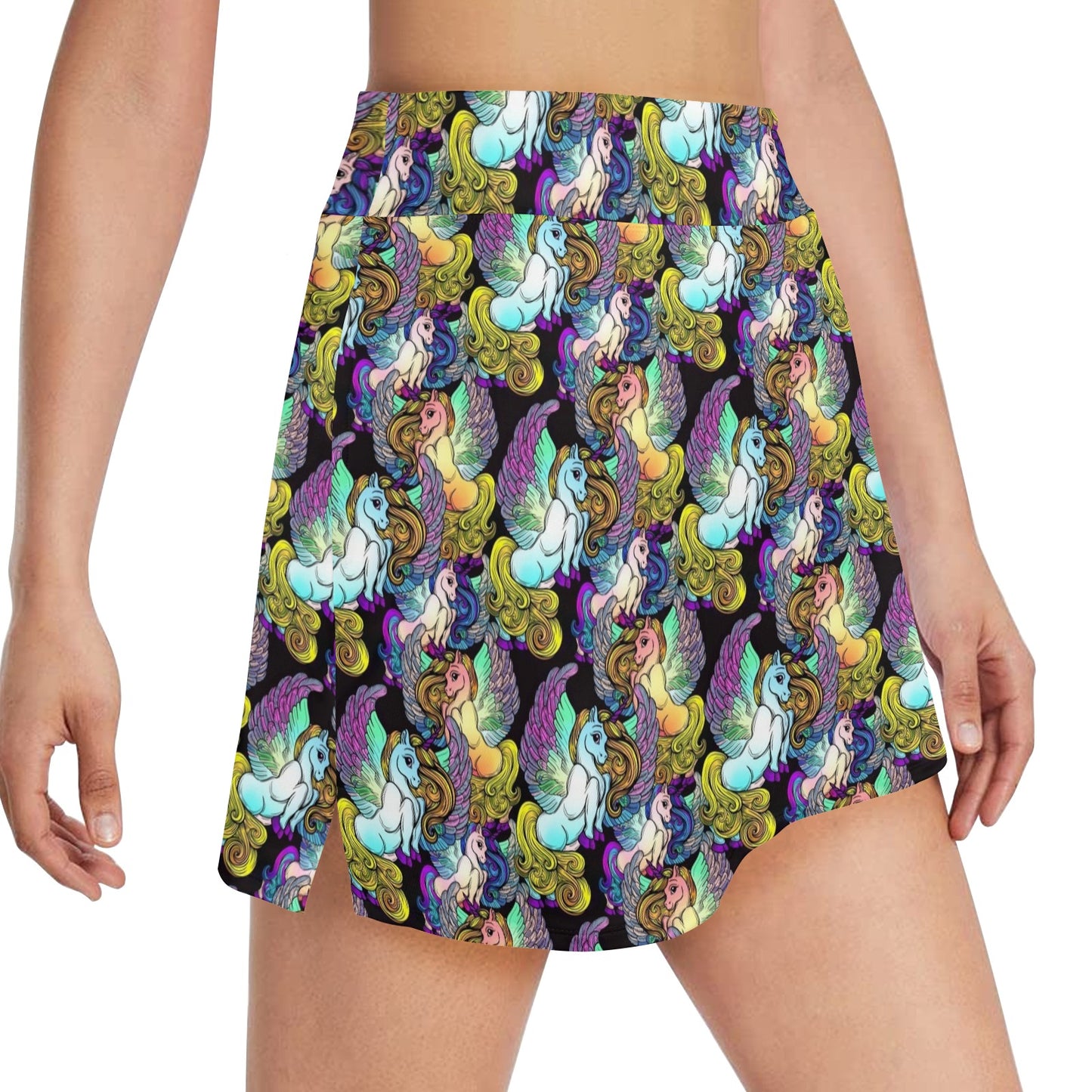 Unicorn With Wings Print Pattern 17" Golf & Pickleball Skort with Pockets
