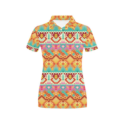 Aztec Pattern Print Design 03 Women's Polo Shirt