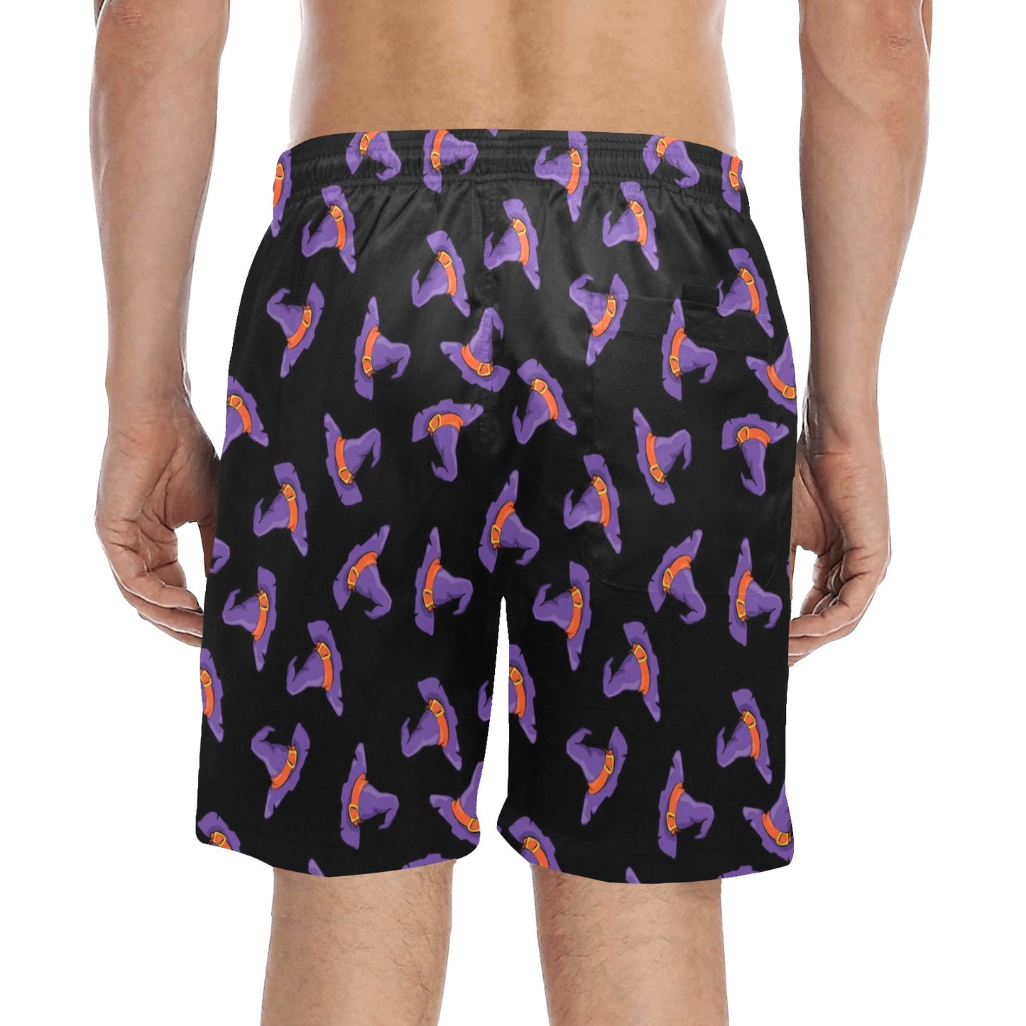 Witch Hat Print Design LKS304 Men's Swim Trunks Beach Shorts