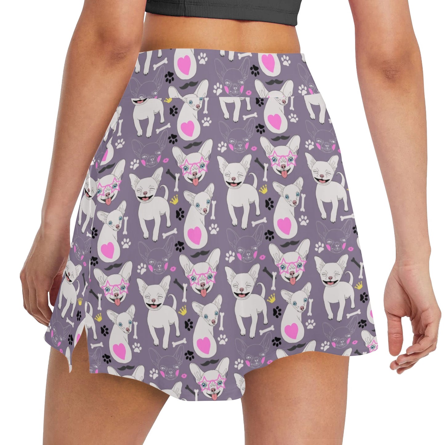 Chihuahua Happy Pattern 17" Golf & Pickleball Skort with Pockets