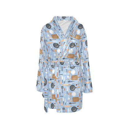 Cooking Kitchen Tools Pattern Print Design 02 Women's Fleece Robe