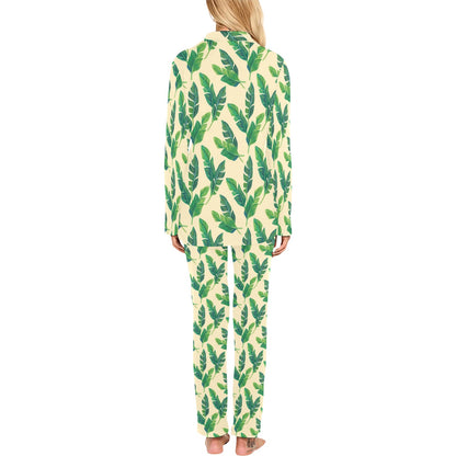 Banana Leaf Pattern Print Design 01 Women's Long Pajama Set
