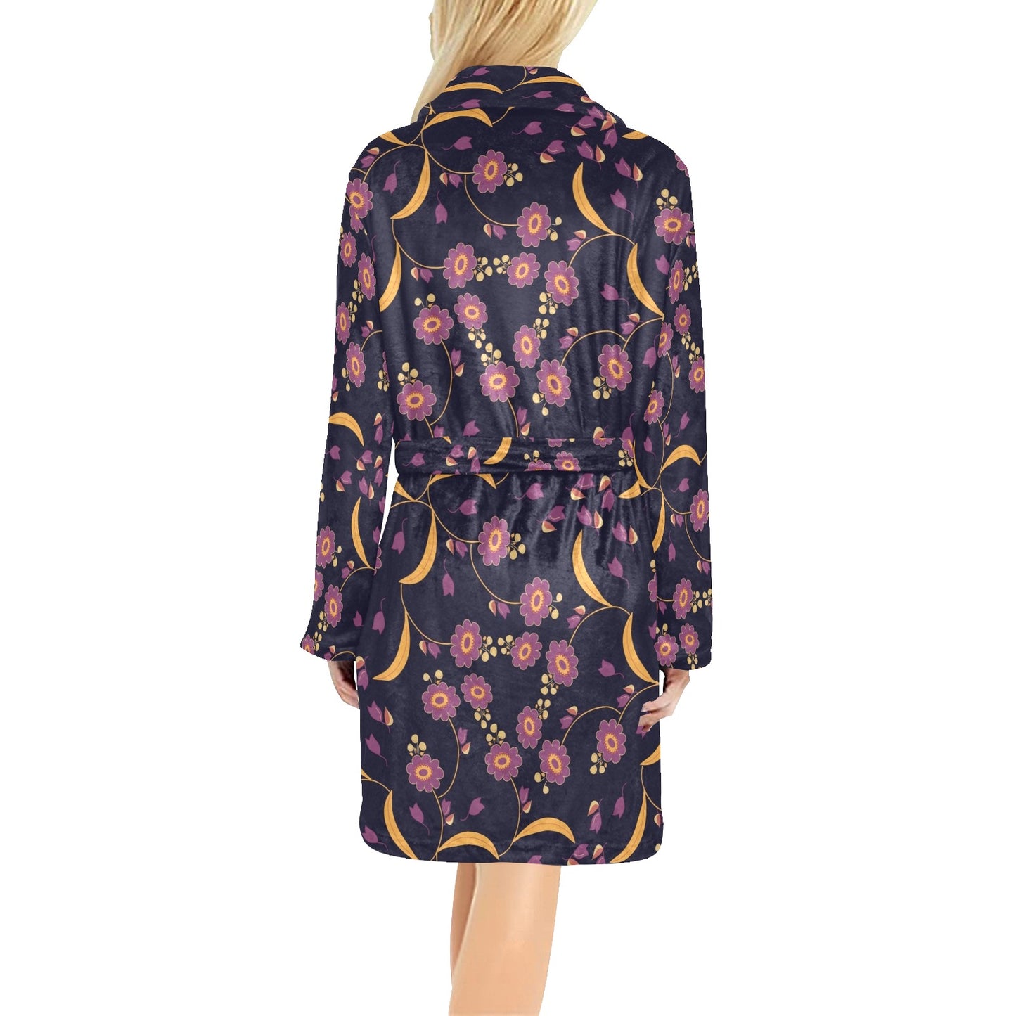 Anemone Pattern Print Design AM012 Women's Fleece Robe