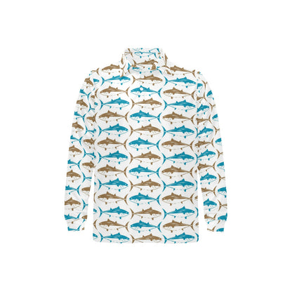 Tuna Fish Print Design LKS301 Long Sleeve Polo Shirt For Men's