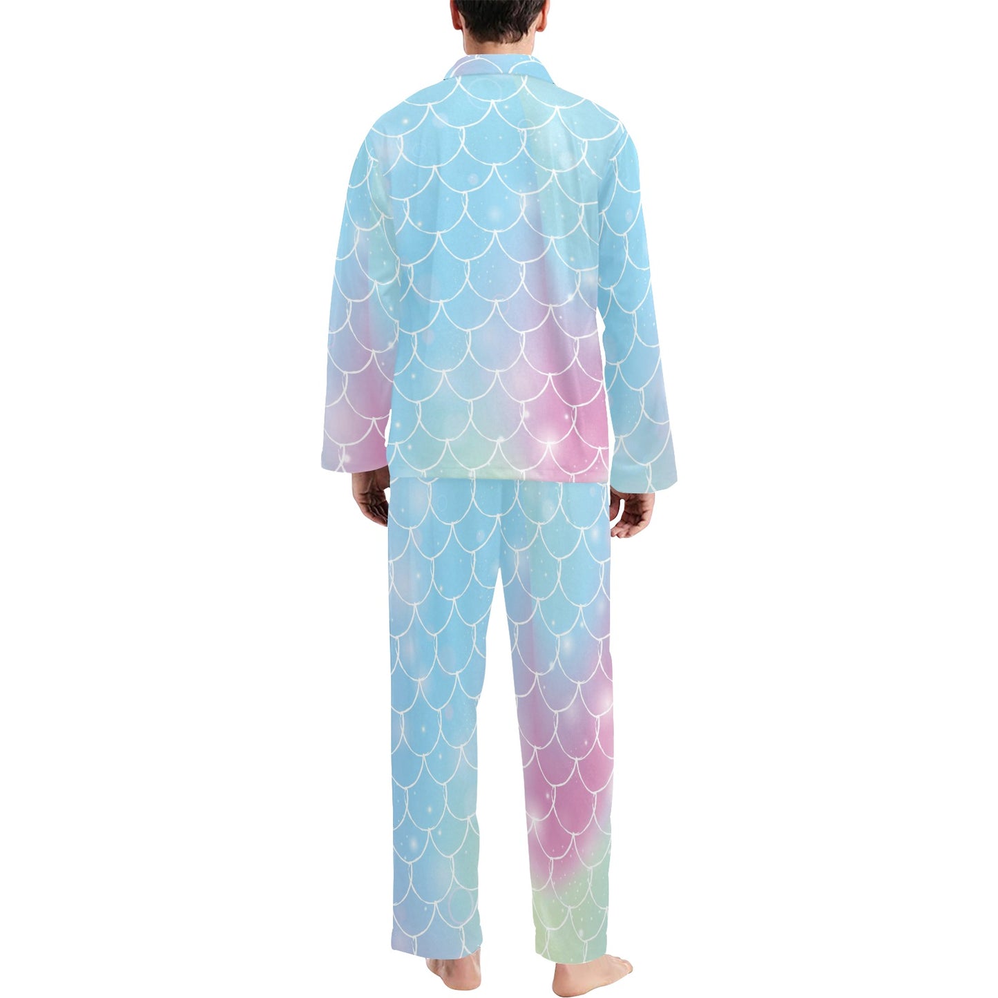 Rainbow Pattern Print Design A06 Men's Long Pajama Set