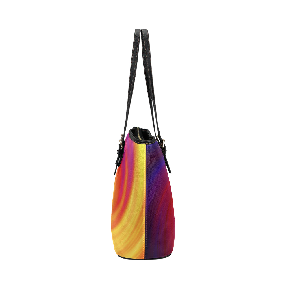 Vortex Twist Swirl Flame Themed Leather Tote Bag