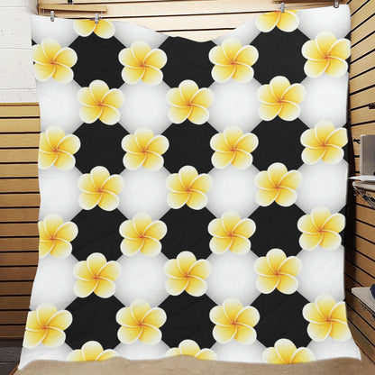 Plumeria Pattern Print Design A04 Premium Quilt