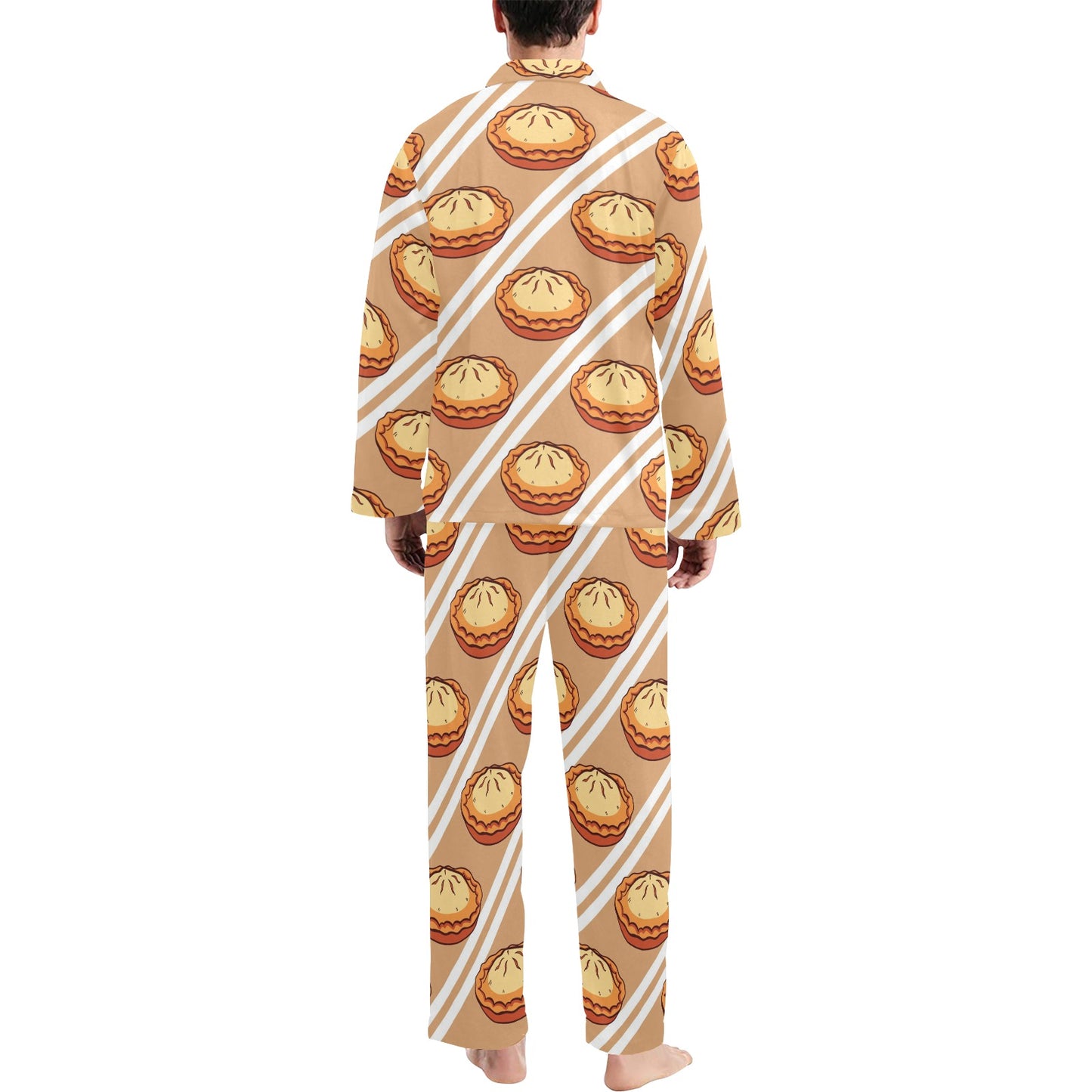 Pie Pattern Print Design A02 Men's Long Pajama Set