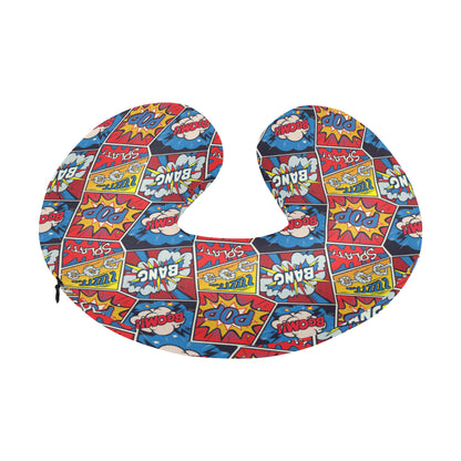 Comic Book Pattern Print Design 03 U-Shaped Travel Neck Pillow