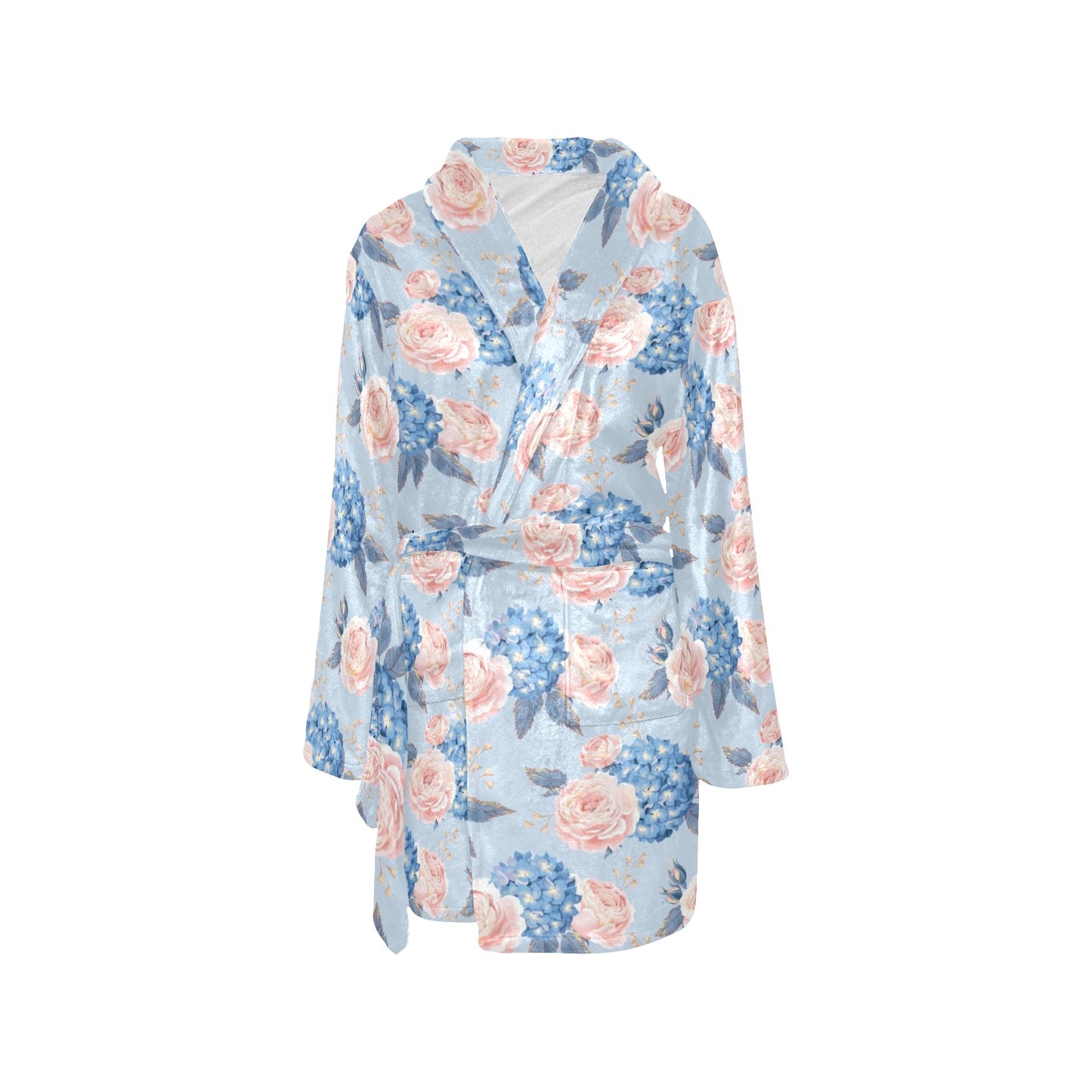 Hydrangea Pattern Print Design HD06 Women's Fleece Robe