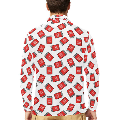 Bible Pattern Print Design 03 Long Sleeve Polo Shirt For Men's